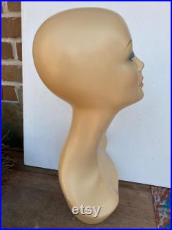 Vintage Mannequin, Hair Wig, Hat, Jewelry Display, Female Lady Head,