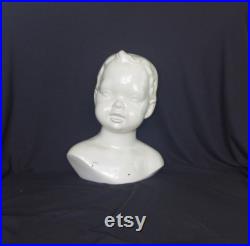 Vintage Mannequin Head Bust Toddler Small Child, 11 Tall