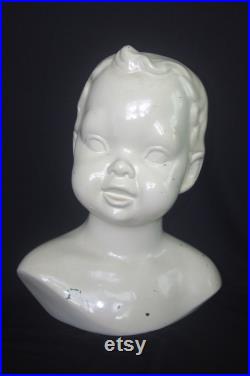 Vintage Mannequin Head Bust Toddler Small Child, 11 Tall