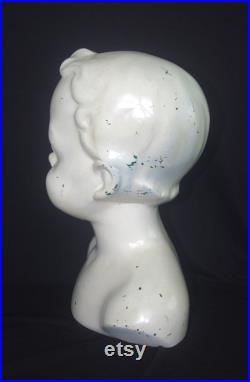 Vintage Mannequin Head Bust Toddler Small Child, 11 Tall