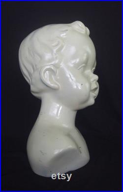 Vintage Mannequin Head Bust Toddler Small Child, 11 Tall