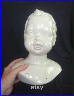 Vintage Mannequin Head Bust Toddler Small Child, 11 Tall