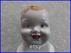 Vintage Mannequin Head Child Little Boy Chubby Cheeks