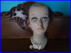 Vintage Mannequin Head Millinery Display Jean Harlow AS IS
