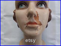 Vintage Mannequin Head Millinery Display Jean Harlow AS IS