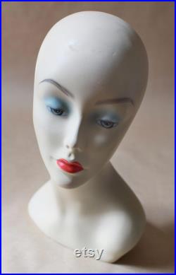 Vintage Mannequin Head Wig Hat StandWoman shop Display Bust 1950s 1960s