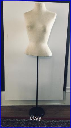 Vintage Mannequin Store Display Dressmaking Form Female Torso Adjustable Cast Iron Base