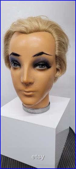 Vintage Mannequin display head. Made in Austria. Female Wig Hat Marked Bruno's Adjustable Table Clamp