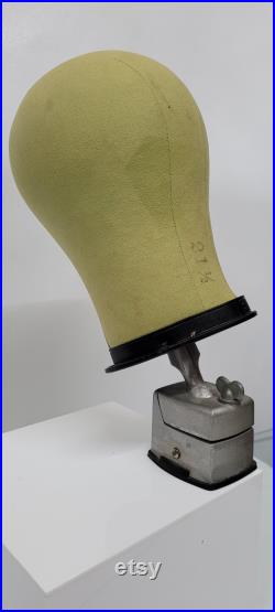 Vintage Mannequin display head Wig Hat Form Adjustable Table Clamp Millinery Block