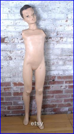 Vintage Mid Century Retro Teenage Boy Mannequin Spritely Kid by Darling Store Display 55 tall Very Rare MISSING ARMS