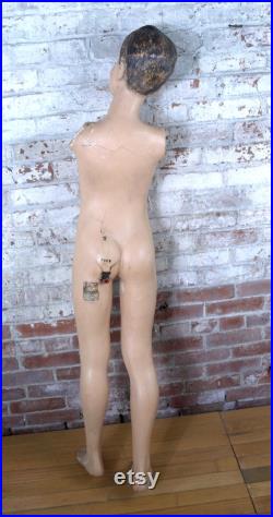 Vintage Mid Century Retro Teenage Boy Mannequin Spritely Kid by Darling Store Display 55 tall Very Rare MISSING ARMS