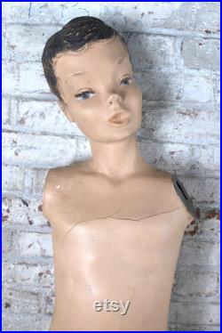 Vintage Mid Century Retro Teenage Boy Mannequin Spritely Kid by Darling Store Display 55 tall Very Rare MISSING ARMS