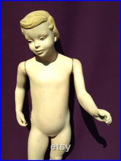 Vintage Mid Century Retro Young Boy or Girl Mannequin Spritely Kid Kidlet by Darling Store Display 42.5 tall Very Rare 4GM