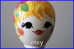 Vintage Mod Italian Mannequin Head Large MCM Handpainted Ceramic Hat Wig Model from Italy 1960s Mid Century Retro Pottery