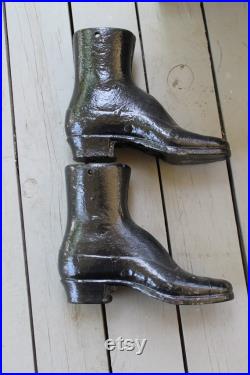 Vintage Pair of Black Cast Metal Mannequin Boots Victorian Ladies Button Up Style, Vintage Cast Iron Boots, Vintage Garden Accent Planter