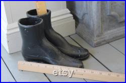 Vintage Pair of Black Cast Metal Mannequin Boots Victorian Ladies Button Up Style, Vintage Cast Iron Boots, Vintage Garden Accent Planter