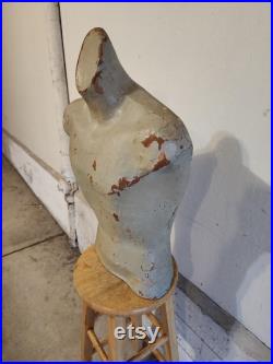 Vintage Papermache Mold Male Mannequin Torso 1930s Gray 25 Tall