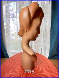Vintage Rare 1940s Art Deco store mannequin head . bust for display . small . elegant hairstyle and eyes