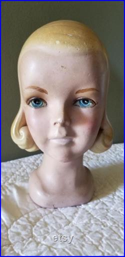 Vintage Rare baby Girl Mannequin, Millinery Department store Head display