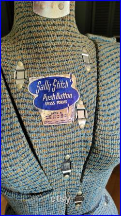 Vintage Sally Stitch Push Button Adjustable Dress Form in Size A