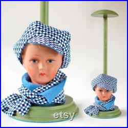Vintage Style Hat Stand Doll head hat stand display Art deco hat display Hand Painted display Interior accessories Hat stand wood