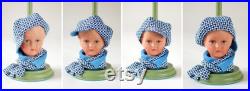 Vintage Style Hat Stand Doll head hat stand display Art deco hat display Hand Painted display Interior accessories Hat stand wood