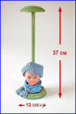 Vintage Style Hat Stand Doll head hat stand display Art deco hat display Hand Painted display Interior accessories Hat stand wood