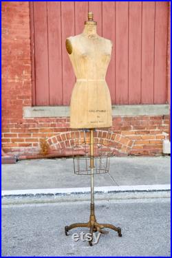 Vintage Superior Dress Form Antique Mannequin clothing Model cast iron base New York adjustable collapsable mercantile store display