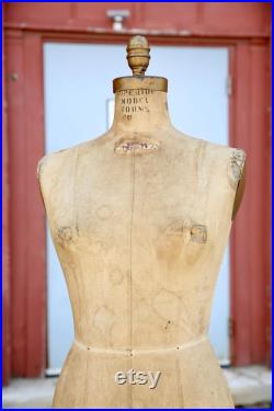Vintage Superior Dress Form Antique Mannequin clothing Model cast iron base New York adjustable collapsable mercantile store display