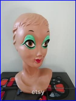 Vintage Twiggy Head 1970s Mannequin