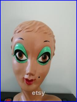 Vintage Twiggy Head 1970s Mannequin