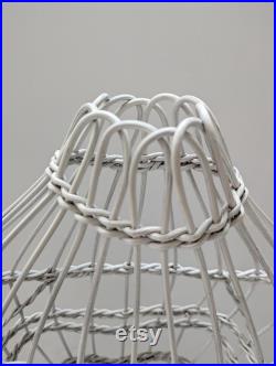 Vintage WICKER MANNEQUIN Shabby Chic Painted White Wicker Table Top Mannequn