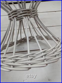 Vintage WICKER MANNEQUIN Shabby Chic Painted White Wicker Table Top Mannequn