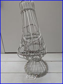 Vintage WICKER MANNEQUIN Shabby Chic Painted White Wicker Table Top Mannequn