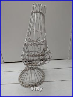 Vintage WICKER MANNEQUIN Shabby Chic Painted White Wicker Table Top Mannequn