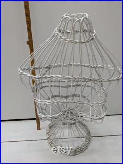 Vintage WICKER MANNEQUIN Shabby Chic Painted White Wicker Table Top Mannequn