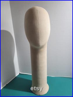Vintage War Era Handmade Handcrafted Hand Sewn Linen Canvas Block Long Neck Commercial Retail Store Mannequin Head Model. FREE Shipping