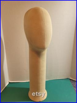 Vintage War Era Handmade Handcrafted Hand Sewn Linen Canvas Block Long Neck Commercial Retail Store Mannequin Head Model. FREE Shipping