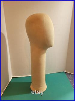 Vintage War Era Handmade Handcrafted Hand Sewn Linen Canvas Block Long Neck Commercial Retail Store Mannequin Head Model. FREE Shipping