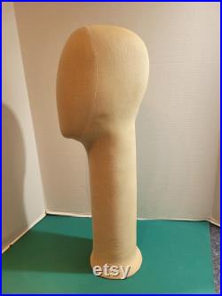 Vintage War Era Handmade Handcrafted Hand Sewn Linen Canvas Block Long Neck Commercial Retail Store Mannequin Head Model. FREE Shipping