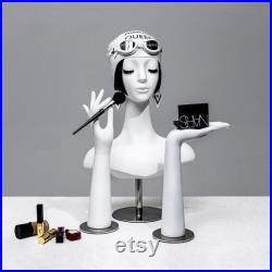 Vintage White Mannequin Hand,Female Right and Left Hands Model for Jewelry Display,Wig Hat Stand,Headphone Stand Head,Dress Form Mold Dummy