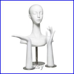Vintage White Mannequin Hand,Female Right and Left Hands Model for Jewelry Display,Wig Hat Stand,Headphone Stand Head,Dress Form Mold Dummy