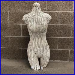 Vintage Wicker Mannequin Female Torso Body Dress Form