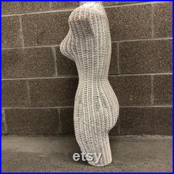 Vintage Wicker Mannequin Female Torso Body Dress Form