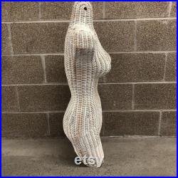 Vintage Wicker Mannequin Female Torso Body Dress Form