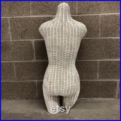 Vintage Wicker Mannequin Female Torso Body Dress Form