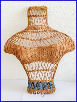 Vintage Wicker Rattan Mannequin Torso Wall Hanging Retro Shop Decor 21