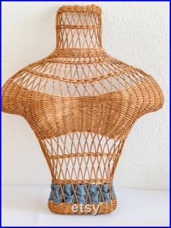 Vintage Wicker Rattan Mannequin Torso Wall Hanging Retro Shop Decor 21