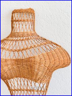 Vintage Wicker Rattan Mannequin Torso Wall Hanging Retro Shop Decor 21