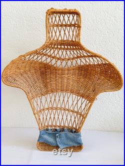 Vintage Wicker Rattan Mannequin Torso Wall Hanging Retro Shop Decor 21